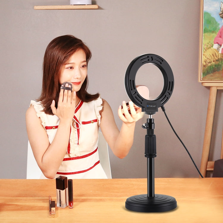 PULUZ 4.7 吋 12cm 曲面 USB 10 模式 8 色 RGBW 可調光 LED 燈環 直播攝影視頻燈，附三腳架球頭，4.7 吋 RGBW