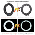 PULUZ 4.7 吋 12cm 曲面 USB 10 模式 8 色 RGBW 可調光 LED 燈環 直播攝影視頻燈，附三腳架球頭，4.7 吋 RGBW