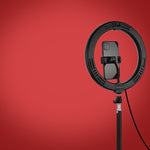 PULUZ 10.2 吋 26cm USB 10 模式 8 色 RGBW 可調光 LED 燈環 直播攝影視頻燈，附冷靴三腳架球頭及手機夾，10.2 吋 RGBW