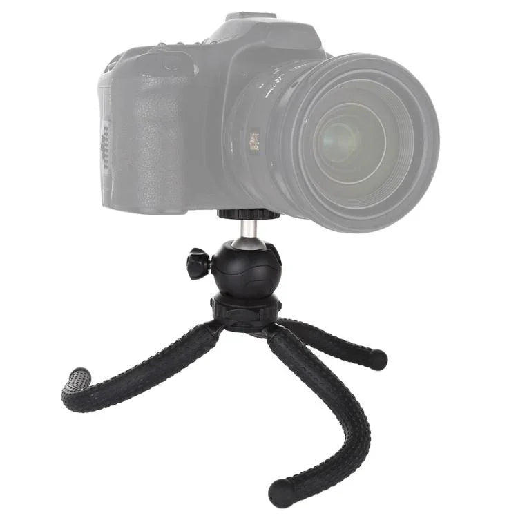 PULUZ 迷你章魚柔性三腳架支架，帶球形雲台，適用於單眼相機、GoPro、手機，尺寸：25cmx4.5cm，25cm 三腳架