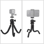 PULUZ 迷你章魚柔性三腳架支架，帶球形雲台，適用於單眼相機、GoPro、手機，尺寸：25cmx4.5cm，25cm 三腳架