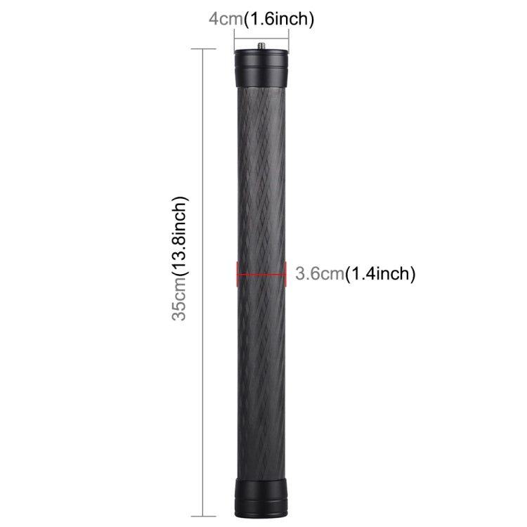 PULUZ 碳纖維延長獨腳架桿，適用於 DJI / MOZA / Feiyu V2 / Zhiyun G5 / SPG 穩定器，長度：35cm，35cm
