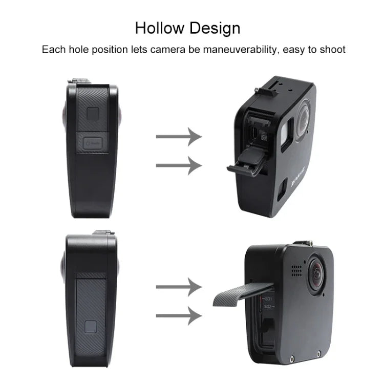 PULUZ GoPro Fusion 外殼 CNC 鋁合金保護籠，附基本安裝座及鏡頭蓋，適用於 GoPro Fusion