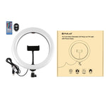 PULUZ 10.2 吋 26cm 曲面 USB RGBW 可調光 LED 燈環 直播攝影視頻燈，附三腳架球頭、遙控器及手機夾，10.2 吋 RGBW