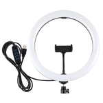 PULUZ 11.8 吋 30cm USB 3 模式 可調光雙色溫 LED 曲面柔光燈環 直播自拍攝影視頻燈，附手機夾，11.8 吋