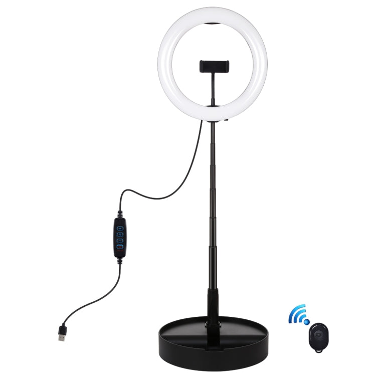 PULUZ 10.2 吋 26cm USB 三模式可調光雙色溫 LED 曲面環形直播自拍攝影視頻燈，附藍牙遙控快門、折疊桌面支架及手機夾