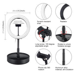 PULUZ 10.2 吋 26cm USB 三模式可調光雙色溫 LED 曲面環形直播自拍攝影視頻燈，附藍牙遙控快門、折疊桌面支架及手機夾