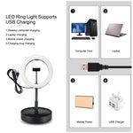 PULUZ 10.2 吋 26cm USB 三模式可調光雙色溫 LED 曲面環形直播自拍攝影視頻燈，附藍牙遙控快門、折疊桌面支架及手機夾
