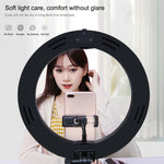 PULUZ 10.2 吋 26cm USB 三模式可調光雙色溫 LED 曲面環形直播自拍攝影視頻燈，附藍牙遙控快門、折疊桌面支架及手機夾