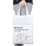 PULUZ 20cm 含2個LED面板 折疊便攜1100流明燈光攝影棚拍攝帳篷套裝，附6色背景布（黑、白、黃、紅、綠、藍），展開尺寸：24cm x 23cm x 23cm，20cm(2 LED/RU)，20cm(2 LED)