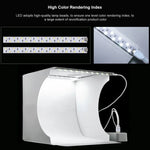 PULUZ 20cm 含2個LED面板 折疊便攜1100流明燈光攝影棚拍攝帳篷套裝，附6色背景布（黑、白、黃、紅、綠、藍），展開尺寸：24cm x 23cm x 23cm，20cm(2 LED/RU)，20cm(2 LED)