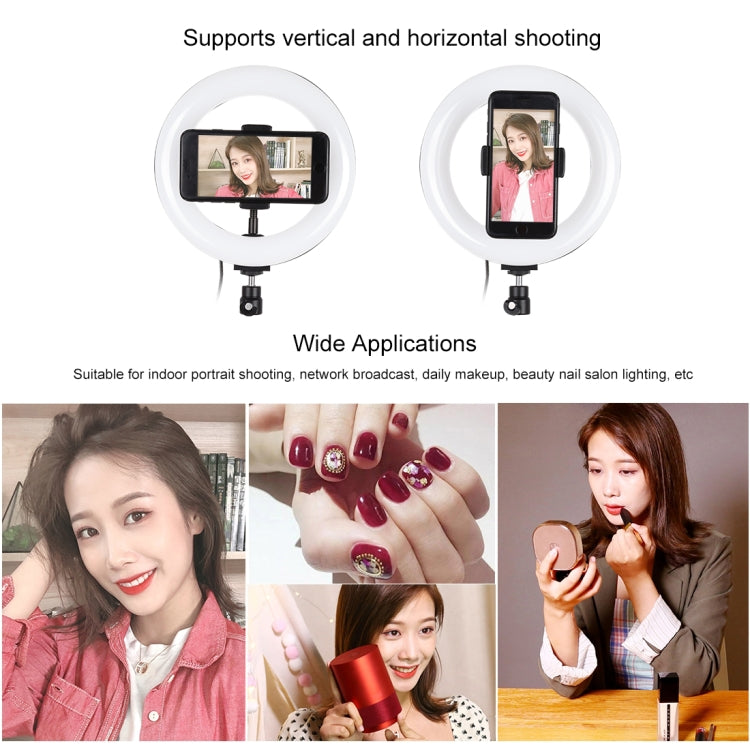 PULUZ 7.9 吋 20cm USB RGB 可調光雙色溫 LED 曲面環形直播自拍攝影視頻燈，附手機夾，7.9 吋 RGBW