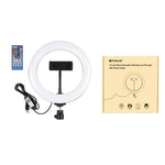 PULUZ 7.9 吋 20cm USB RGB 可調光雙色溫 LED 曲面環形直播自拍攝影視頻燈，附手機夾，7.9 吋 RGBW