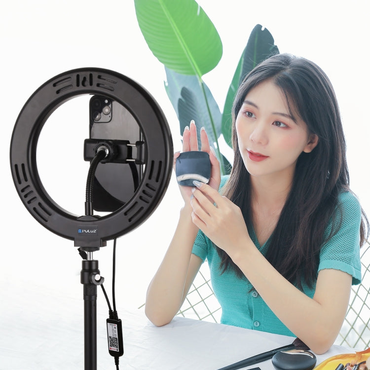 PULUZ 7.9 吋 20cm USB RGB 可調光雙色溫 LED 曲面環形直播自拍攝影視頻燈，附手機夾，7.9 吋 RGBW