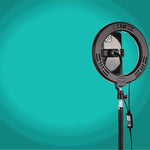 PULUZ 7.9 吋 20cm USB RGB 可調光雙色溫 LED 曲面環形直播自拍攝影視頻燈，附手機夾，7.9 吋 RGBW