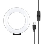 PULUZ 4.7 吋 12cm 曲面 USB 白光 LED 環形自拍美顏直播攝影視頻燈，4.7 吋