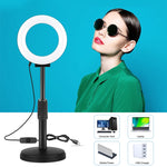 PULUZ 4.7 吋 12cm 曲面 USB 白光 LED 環形自拍美顏直播攝影視頻燈，4.7 吋