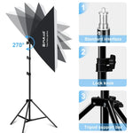 PULUZ 50x70cm 攝影棚柔光箱 + 2米三腳架安裝座 + 單顆 220V E27 30W 5700K 白光 LED 燈泡攝影套件，單燈 EU 插頭，單燈 US 插頭