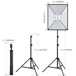 PULUZ 50x70cm 攝影棚柔光箱 + 2米三腳架安裝座 + 4 顆 220V E27 20W 5700K 白光 LED 燈泡攝影照明套件，4 顆燈 EU 插頭，4 顆燈 US 插頭
