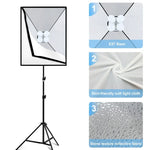 PULUZ 50x70cm 攝影棚柔光箱 + 2米三腳架安裝座 + 4 顆 220V E27 20W 5700K 白光 LED 燈泡攝影照明套件，4 顆燈 EU 插頭，4 顆燈 US 插頭