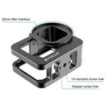 PULUZ GoPro HERO13 Black /12 Black /11 Black /10 Black /9 Black 加厚保護殼 CNC 鋁合金保護籠附保險框及 52mm UV 鏡片，適用 GoPro HERO9 Black 加厚款