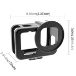 適用 GoPro HERO13 Black /12 Black /11 Black /10 Black /9 Black PULUZ 薄型保護殼 CNC 鋁合金保護籠附保險框及 52mm UV 鏡片，適用 GoPro HERO9 Black 薄型款