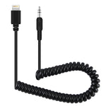 PULUZ 3.5mm TRRS 公轉 8 針公直播麥克風音頻轉接彈簧線，適用 iPhone，線長可伸展至 100cm，3.5mm 公轉 8 針