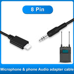 PULUZ 3.5mm TRRS 公轉 8 針公直播麥克風音頻轉接彈簧線，適用 iPhone，線長可伸展至 100cm，3.5mm 公轉 8 針