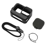 PULUZ GoPro HERO12 Black /11 Black /10 Black /9 Black 矽膠保護套附手腕帶及鏡頭蓋，適用 GoPro HERO9 Black