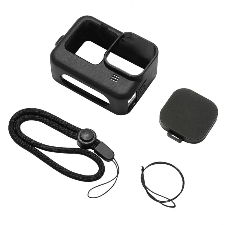 PULUZ GoPro HERO12 Black /11 Black /10 Black /9 Black 矽膠保護套附手腕帶及鏡頭蓋，適用 GoPro HERO9 Black