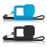 PULUZ GoPro HERO12 Black /11 Black /10 Black /9 Black 矽膠保護套附手腕帶及鏡頭蓋，適用 GoPro HERO9 Black