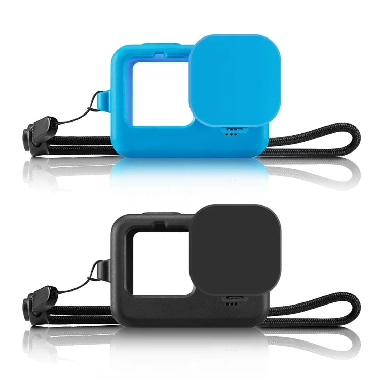 PULUZ GoPro HERO12 Black /11 Black /10 Black /9 Black 矽膠保護套附手腕帶及鏡頭蓋，適用 GoPro HERO9 Black