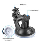 PULUZ 車用吸盤支架，附螺絲及三腳架安裝轉接座與收納袋，適用 GoPro、Insta360、DJI 及其他運動相機，吸盤支架
