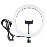 PULUZ 11.8 吋 30cm 曲面 USB 10 模式 8 色 RGBW 可調光 LED 環形直播攝影視頻燈，附三腳架球頭及手機夾，11.8 吋按鈕控制