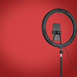 PULUZ 11.8 吋 30cm 曲面 USB 10 模式 8 色 RGBW 可調光 LED 環形直播攝影視頻燈，附三腳架球頭及手機夾，11.8 吋按鈕控制