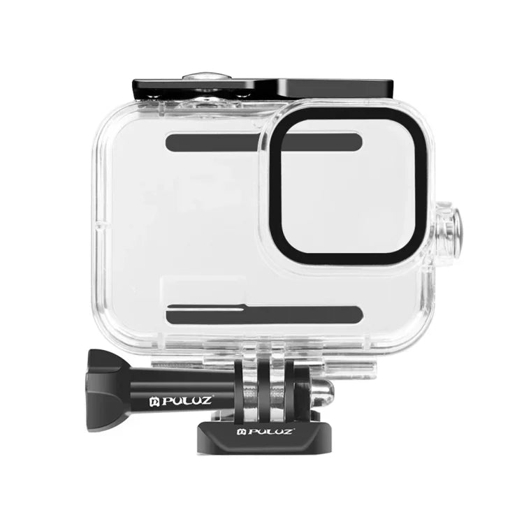 適用於 GoPro HERO13 Black /12 Black /11 Black /10 Black /9 Black 的 PULUZ 60 米防水保護殼，附扣環基本支架與螺絲，適用於 GoPro HERO9 Black