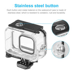 適用於 GoPro HERO13 Black /12 Black /11 Black /10 Black /9 Black 的 PULUZ 60 米防水保護殼，附扣環基本支架與螺絲，適用於 GoPro HERO9 Black