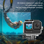 適用於 GoPro HERO13 Black /12 Black /11 Black /10 Black /9 Black 的 PULUZ 60 米防水保護殼，附扣環基本支架與螺絲，適用於 GoPro HERO9 Black
