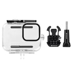 適用於 GoPro HERO13 Black /12 Black /11 Black /10 Black /9 Black 的 PULUZ 60 米防水保護殼，附扣環基本支架與螺絲，適用於 GoPro HERO9 Black