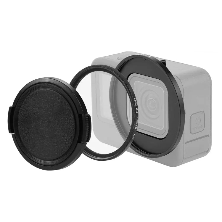 PULUZ 52mm UV 鏡頭濾鏡，適用於 GoPro HERO12 Black /11 Black Mini /11 Black /10 Black /9 Black，附轉接環，UV 濾鏡