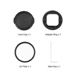 PULUZ 52mm UV 鏡頭濾鏡，適用於 GoPro HERO12 Black /11 Black Mini /11 Black /10 Black /9 Black，附轉接環，UV 濾鏡
