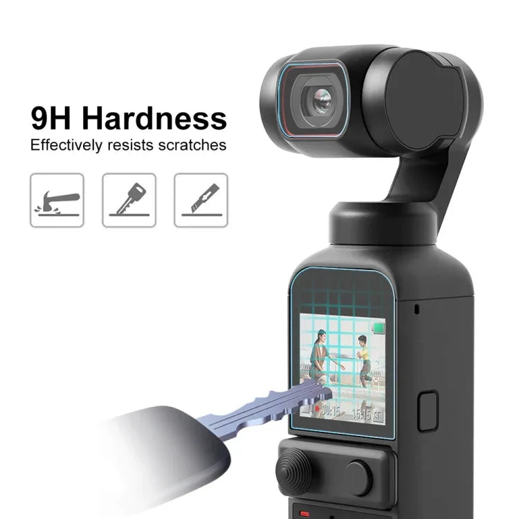 PULUZ 9H 2.5D 高清鋼化玻璃鏡頭保護貼 + 螢幕保護膜，適用於 DJI OSMO Pocket 2，適用於 DJI OSMO Pocket 2