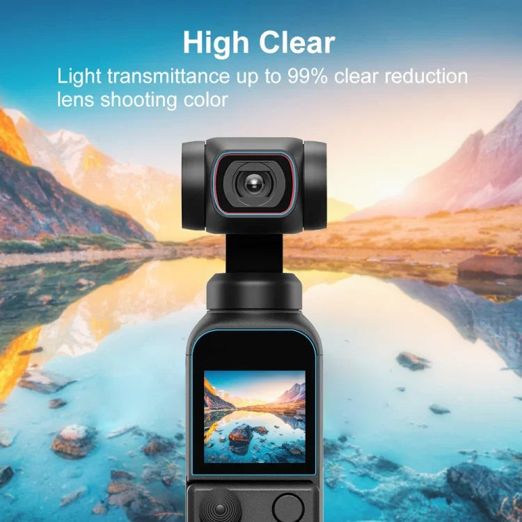 PULUZ 9H 2.5D 高清鋼化玻璃鏡頭保護貼 + 螢幕保護膜，適用於 DJI OSMO Pocket 2，適用於 DJI OSMO Pocket 2