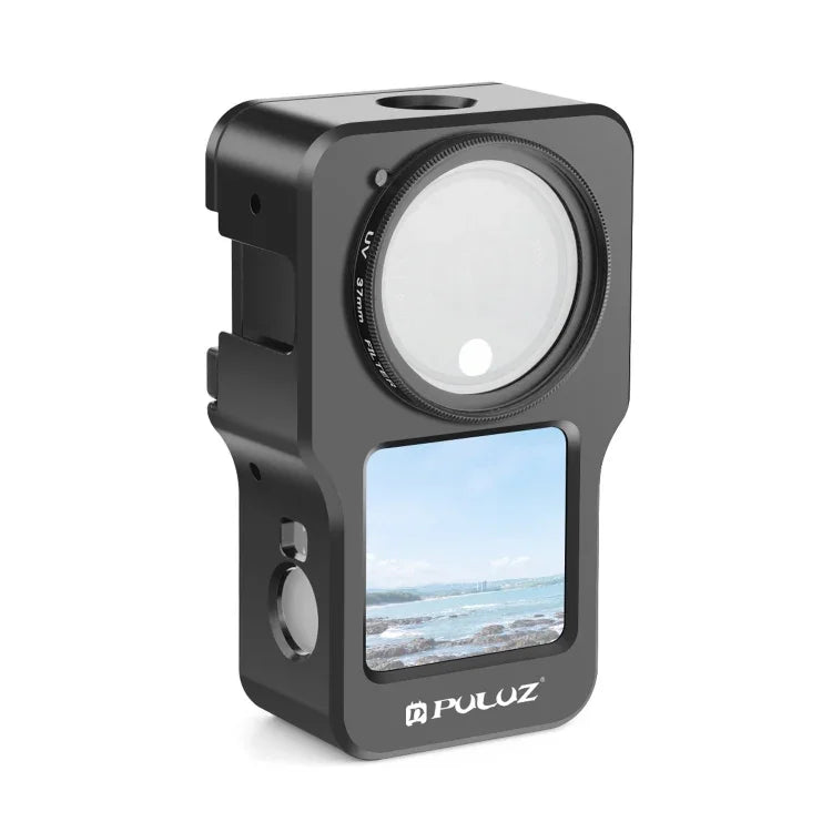 PULUZ CNC 鋁合金保護框，適用於 DJI Action 2，鋁合金框（黑色），鋁合金框（鈦色）