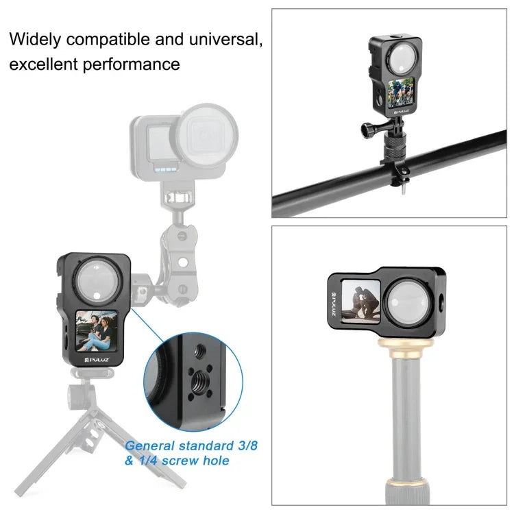 PULUZ CNC 鋁合金保護框，適用於 DJI Action 2，鋁合金框（黑色），鋁合金框（鈦色）