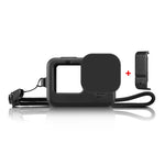 PULUZ 適用於 GoPro HERO12 Black /11 Black /10 Black /9 Black 矽膠保護殼 + POM 側面接口蓋，附手腕帶與鏡頭蓋，適用於 GoPro HERO12 Black 矽膠殼 + 側蓋
