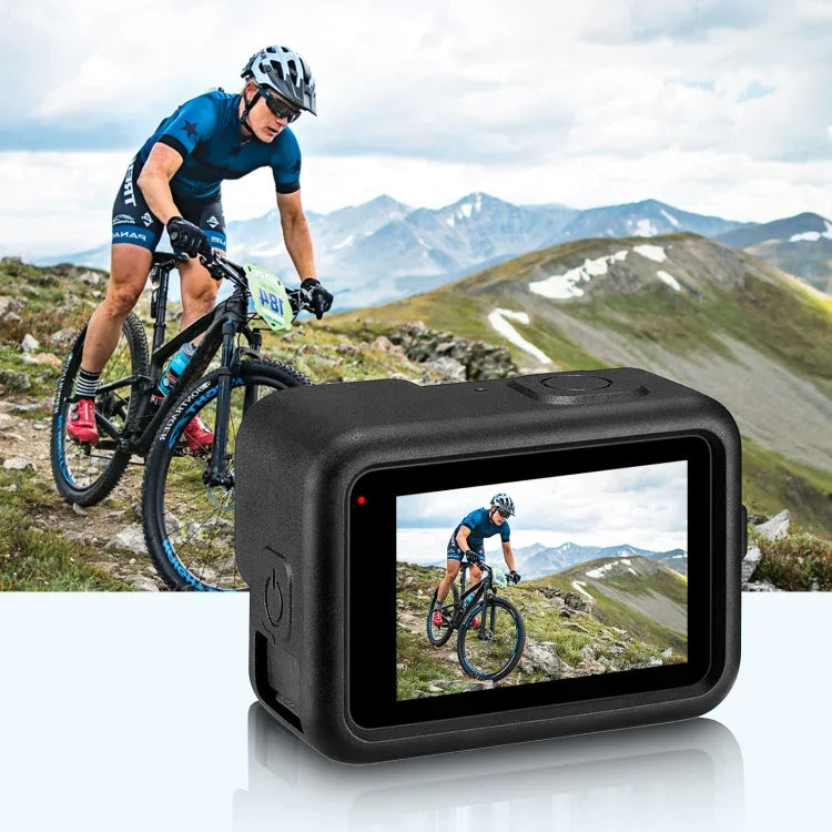 PULUZ 適用於 GoPro HERO12 Black /11 Black /10 Black /9 Black 矽膠保護殼 + POM 側面接口蓋，附手腕帶與鏡頭蓋，適用於 GoPro HERO12 Black 矽膠殼 + 側蓋
