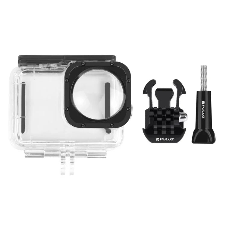 PULUZ 40米防水外殼保護套，帶扣環基本安裝座及螺絲，適用於 GoPro HERO12 Black / 11 Black / 11 Black Mini / 10 Black / 9 Black Max 鏡頭模組，GoPro Hero11 Black / HERO10 Black 專用
