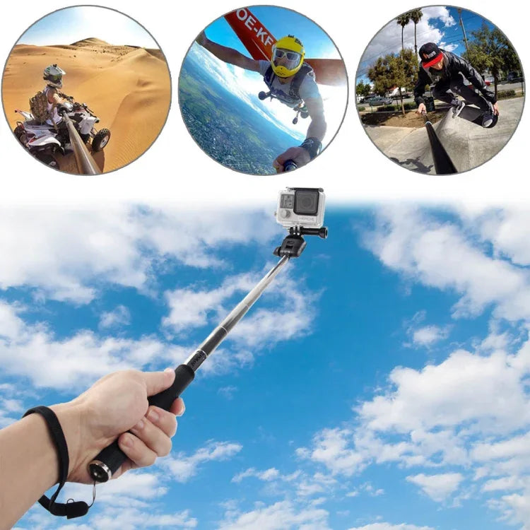 PULUZ 可伸縮手持自拍單腳架，適用於 GoPro、Insta360、DJI 及其他運動相機，長度：22.5-80cm，長度：22.5-100cm