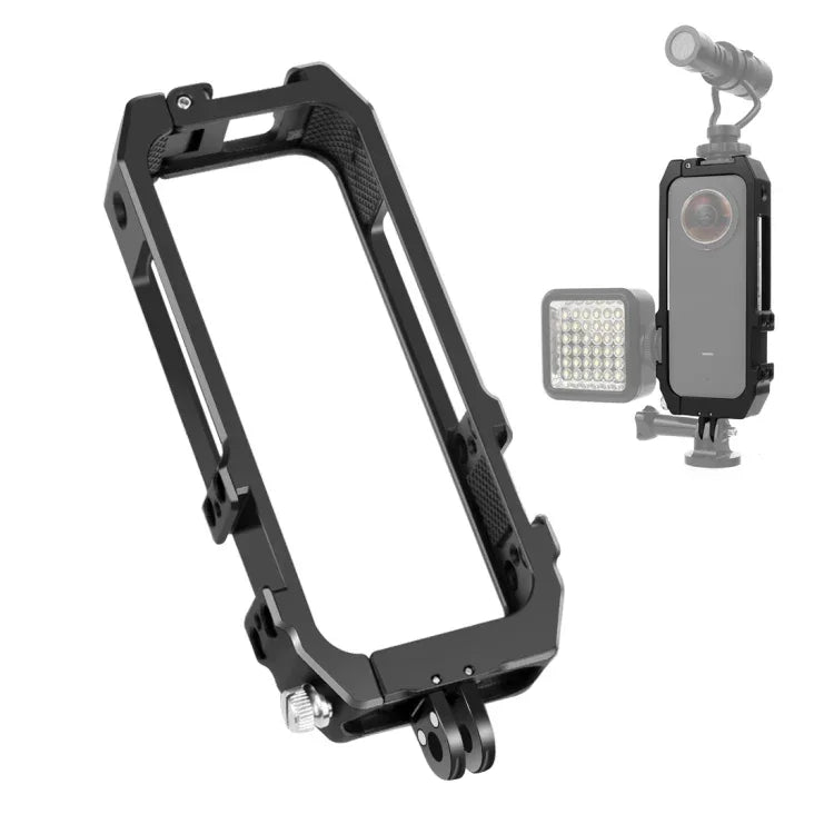 PULUZ 保護籠支架，帶冷靴座及磁吸折疊三腳架轉接，適用 Insta360 ONE X2，Insta360 ONE X2 專用保護籠